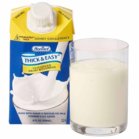Thick & Easy Dairy Thickened Beverage 8 oz. Carton Milk Flavor Ready to Use Honey Consistency, 41805 - Case of 27