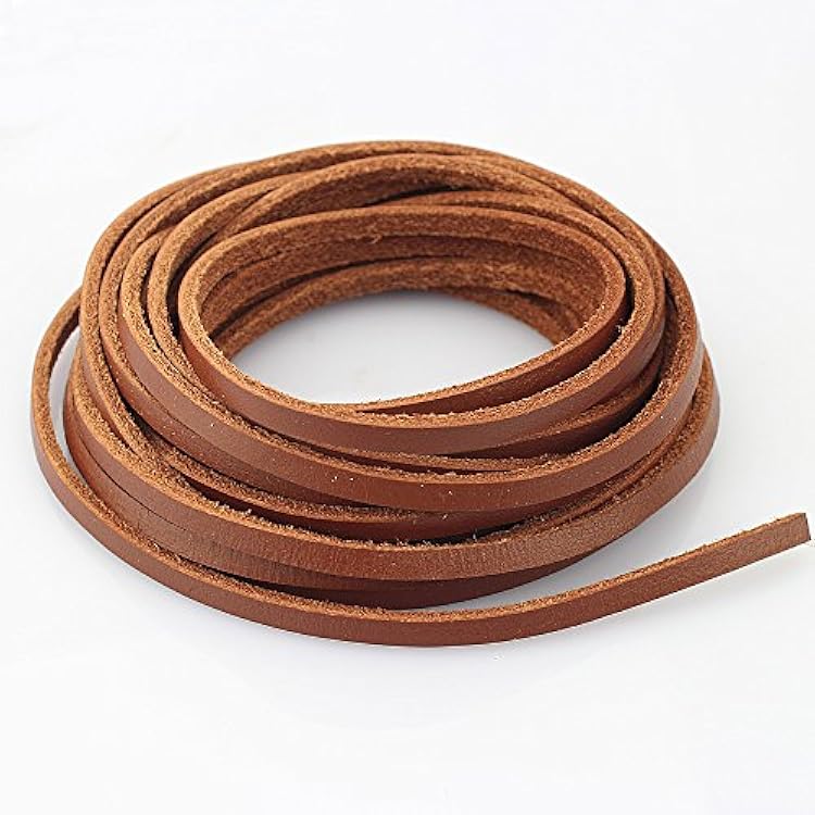 LolliBeads Heavy Duty Strong 4 mm Genuine Leather Cord Braiding String for Jewelry Making Craft DIY Assorted Color Light Brown 5 Meters 5 Yards