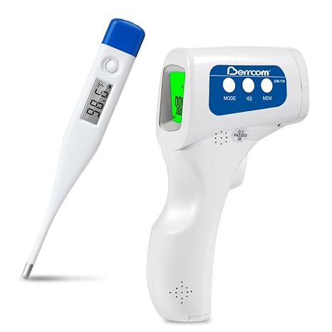 [Value Bundle] Berrcom Digital Thermometer DT007 & Berrcom No-Touch Infrared Thermometer for Adults and Kids JXB178