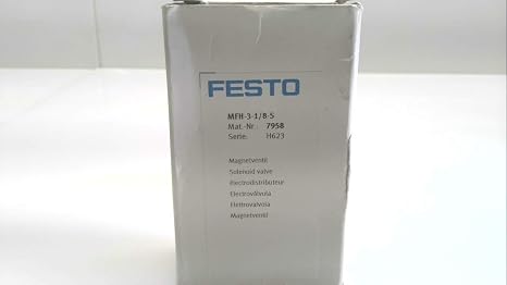 Festo Mfh-3-1/8-s (3) G1/8 Pneumatic Connections,0.95-10 Bar Operating Pressure, 2-position, 3-way, 500 L/min Standard Nominal Flow Rate, 7958, Electrical Actuation, Solenoid Valve