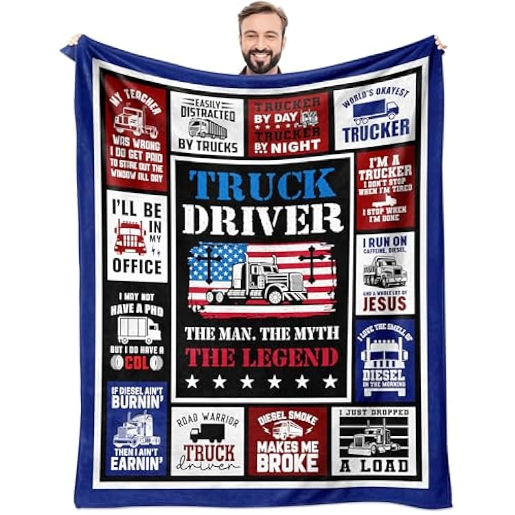 Christmas Truck Driver Gifts for Men, Truck Driver Appreciation Gifts, Trucker Gifts for Men Throw Blanket 60 x 50, Best Gift for Trucker Man, Cool Truckers Gifts for DadTrucks Lovers