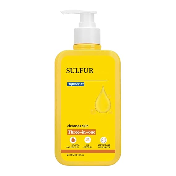 Sulfur Body Wash 3 in 1 Sulfur Soap Body Wash Deep Cleansing for Balancing Skin Body Wash for Men and Women Hydrating Gentle Daily Care 10.15 FL OZ
