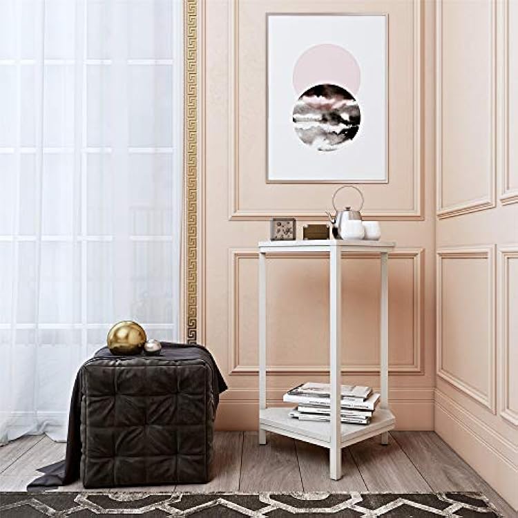 CosmoLiving Scarlett End Table Set, White Marble