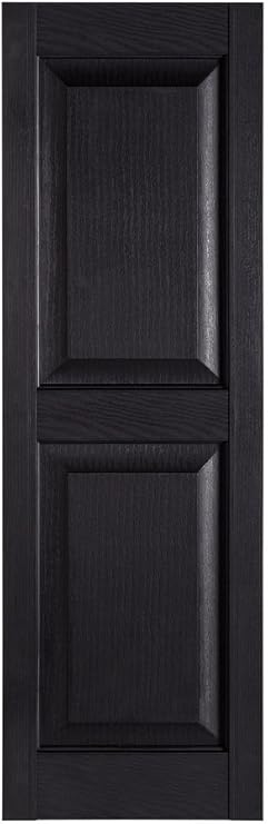 Premier Raised Panel Exterior Decorative Shutter, 15" x 55", Black