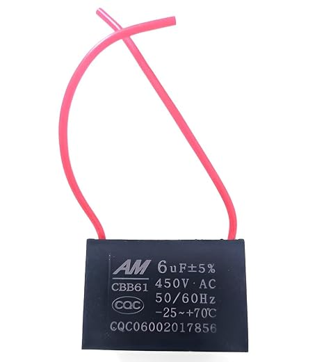 1-Pack CBB61 Ceiling Fan Capacitor - 8uf 2 Wire, 450V, 50/60Hz (Fan Capacitor)