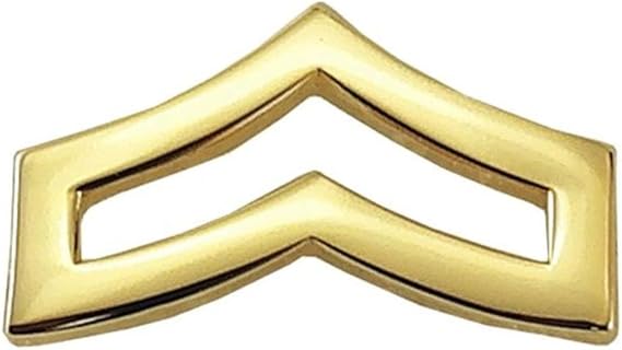 Hero's Pride Corporal Rank Insignia Chevrons, 2 Stripe, 3/4-Inch Mini, Gold Finish, Clutch Back, Pair, Uniform Collar & Lapel Pins for Police, Security & Public Safety | Pair