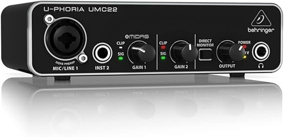 Behringer U-PHORIA UMC22 Audiophile 2x2 USB Audio Interface with Midas Mic Preamplifier