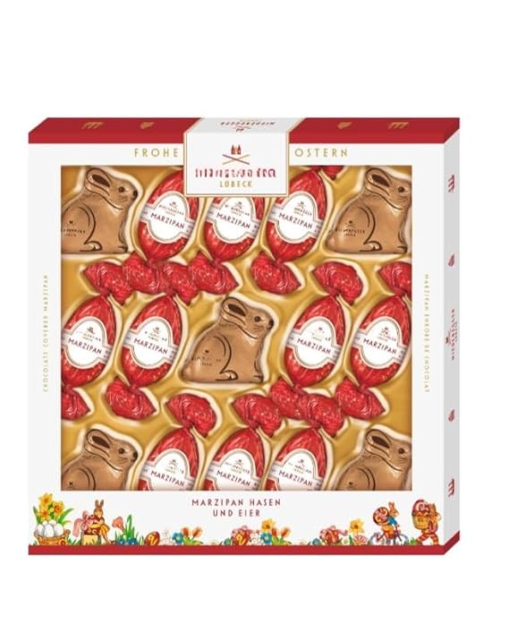 German Marzipan Eggs and Bunnies Easter 147g / 6.5 oz (Red Eggs and Bunny 6.5oz)