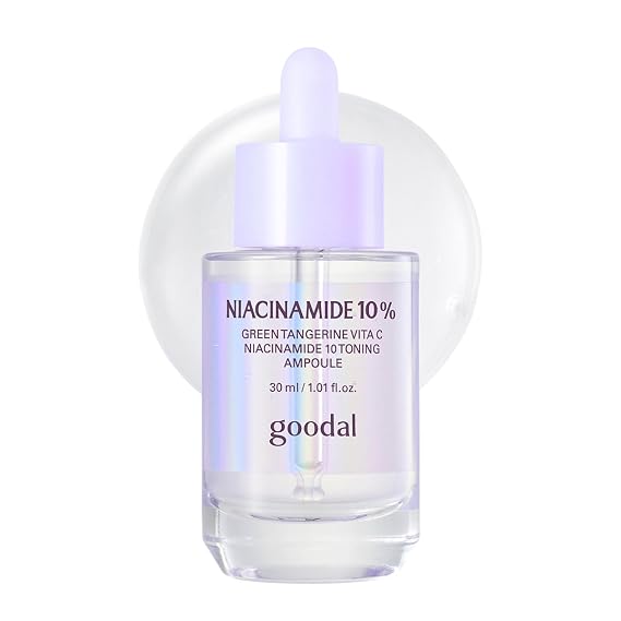 GOODAL Green Tangerine Vita C Niacinamide 10 Toning Ampoule - Facial Serum for Natural Glow, Daily Use, Pore Minimizer for Face, Hydrating, Korean Skincare, K Beauty (30ml/1.01 fl.oz.)