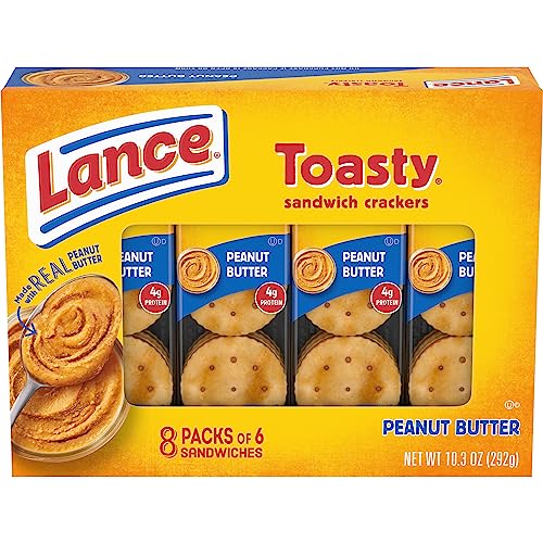 Lance Sandwich Crackers, Toasty Peanut Butter, 8 Individually Wrapped Packs, 6 Sandwiches Each Pack of 14