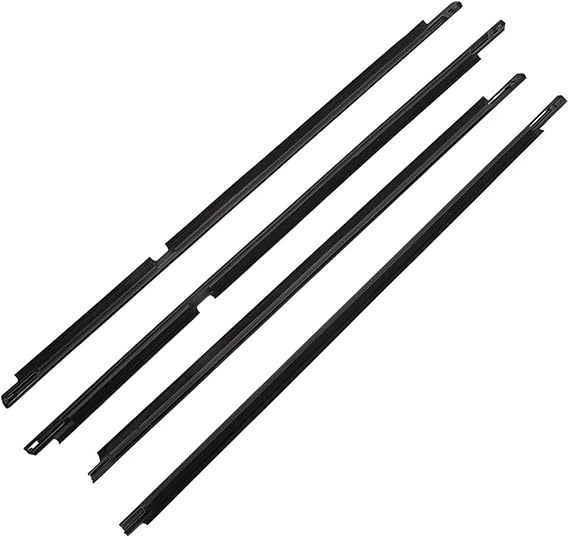 4Pcs Chrome/Black Window Rubber Trim Compatible for Toyota Land Cruiser LC200 Series Compatible for Lexus LX570 2008-2021 Weatherstrip 7572060070(Black)