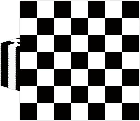50 Pcs Race Car Paper Napkins 6.5 x 6.5 Inches, Black White Checkered Flag Theme Disposable Luncheon Dinner Party Napkins Cocktail Napkin for Race Car Birthday Party Decorations (Race Car)