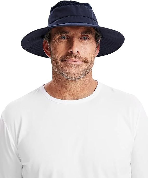Solbari Everyday Broad Brim Sun Hat with Pocket UPF50+ Uv Protection, Sun Protective Hat for Women Navy Small | Lightweight, breathable broad brim hat with moisture-wicking sweatband and internal pocket for everyday wear and travel