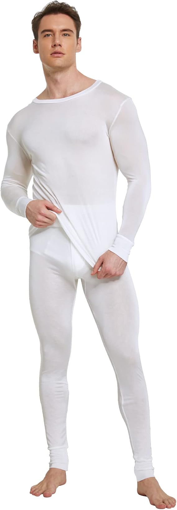Men's Pure Mulberry Silk Knitted Thermal Underwear Long Johns Bottom(Pants Only)