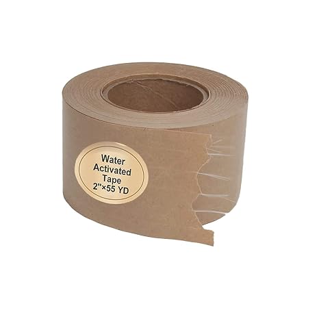 TooCust Water Activated Tape Fiber Reinforced Packing Tape Kraft Tape 2X 165 feet Per Roll Brown Tape Gummed Paper Tape for Heavy Duty Packaging and Shipping Writable Eco-Friendly Biodegradable