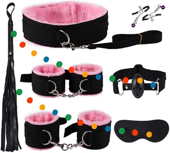 Pink 7-Piece Combination Nylon Multifunctional Indoor Yoga and Fitness Set, with Sleep Eye Mask - D15