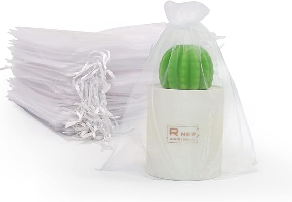 SumDirect 200PCS 6x9 Inches Organza Gift Bags with Drawstring-White