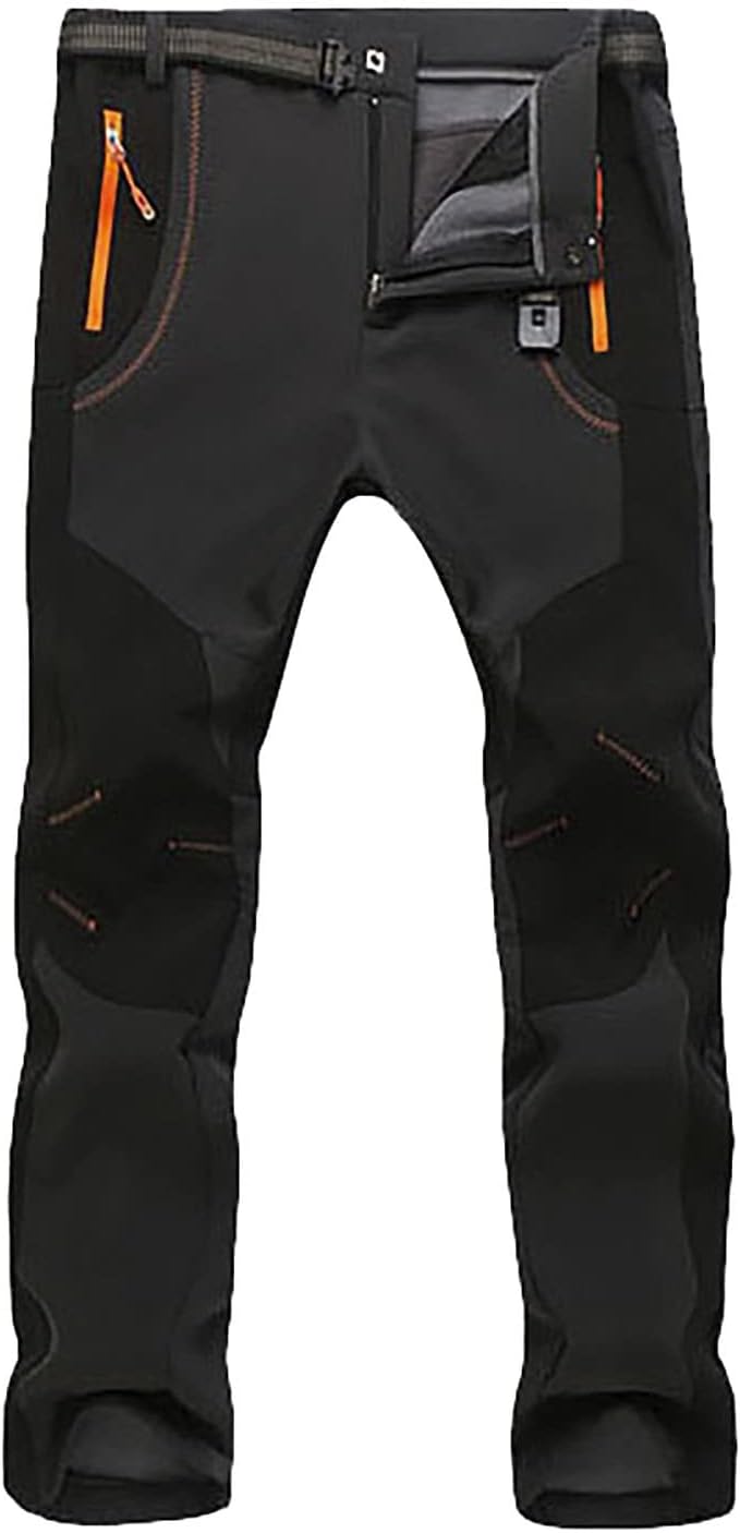 Yucode Men's Long Waterproof Softshell Hiking Cargo Pants Zipper Sweatpants Windproof Outdoor Trousers Basic Pants
