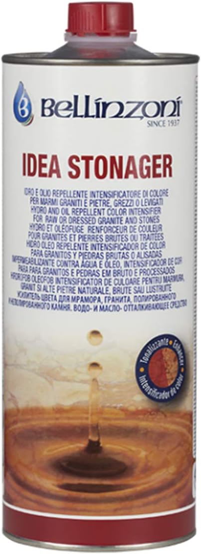 Bellinzoni Idea Stoneager Protective Agent & Color Intensifier for Marble, Granite & Natural Stones Enhances Color & Provides Long-Lasting Protection 1L