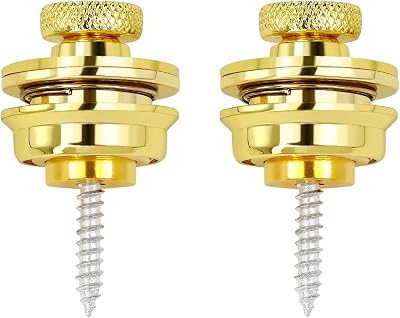 Banworks Quick-Release Locking Strap Buttons Flat Head Security Straplocks for AcousticElectric Guitars Pack of 2 JTDSBDK-02 Golden