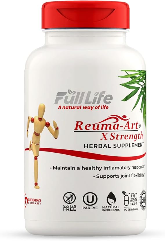 Full Life Reuma-Art X Strength 400 mg Herbal Supplements - Supports Joint Flexibility 180 Veggie Capsules