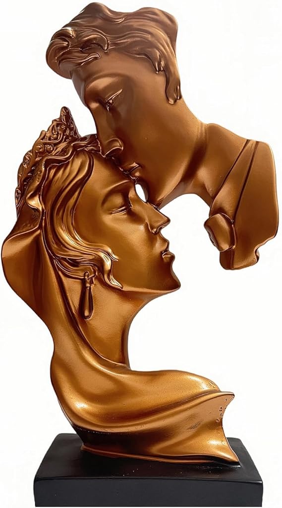 Couples Kiss Sculpture,Abstract Art Couple Sculpture Home Furnishing Resin Statue Decoration Romantic Statue Used for Home Decoration, Wedding, Gift. (Copper Red)