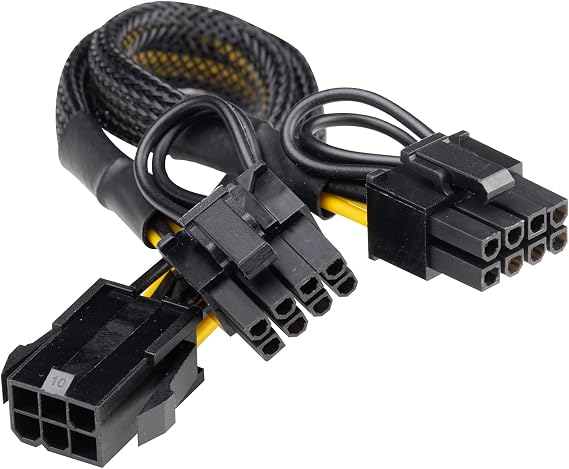 AAAwave PCIe Group (Pack of 1, Single Female 6pin to Dual Male 6+2pin W/Braided Sleeved)