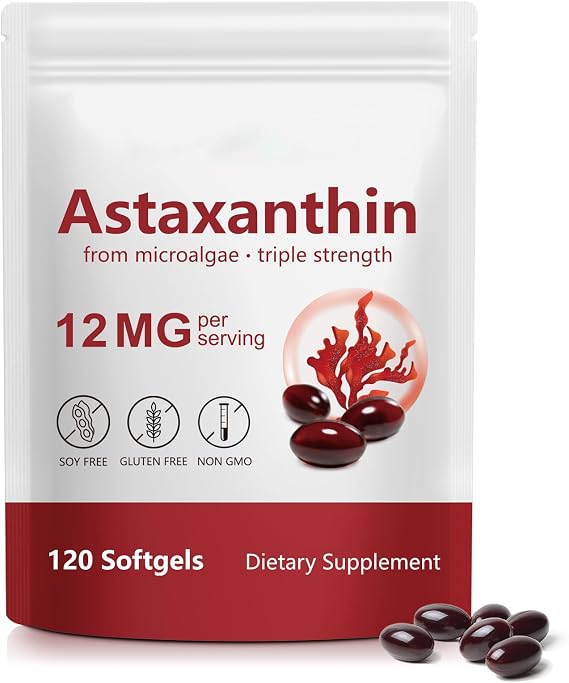 Astaxanthin 12mg, 120 Softgels, 4 Month Supply | Premium Astaxanthin Antioxidant Supplements - Supports Eye, Immune, Joint, Skin Health and Internal Circulation, Easy to Swallow, Non-GMO