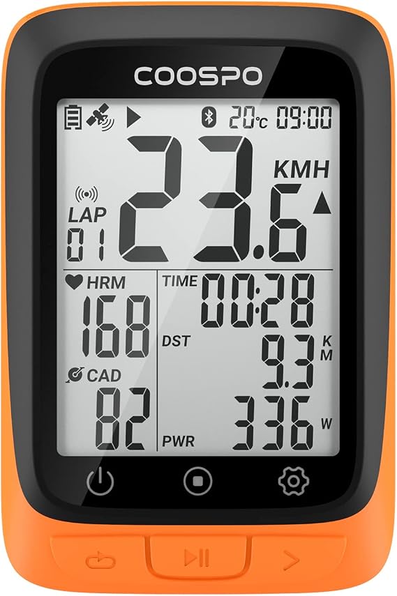 COOSPO Bike Computer Wireless GPS, Cycling Computer GPS Bike Tracker with Bluetooth/ANT+, Waterproof Bicycle Computer GPS Speedometer with Auto Backlight, 2.4 inch LCD Display