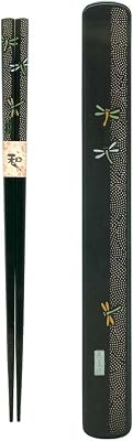 Happy Sales Ryu Mei 058030 Black Dragonfly Chopstick Set, 9 Inches