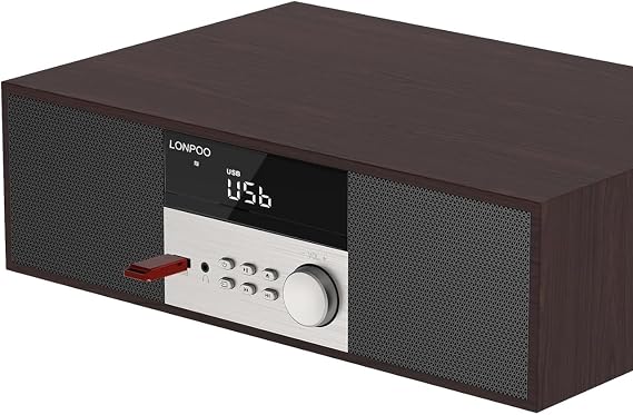 LONPOO 40W Bluetooth Stereo System for Home, Micro Hi-Fi CD Player