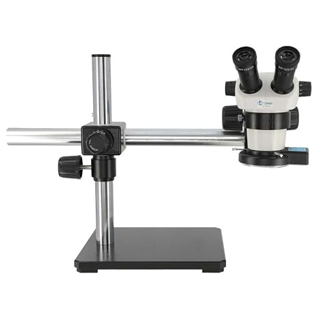 LX Microscopes by UNITRON 20716 System 230-LEDQRL Stereo-Zoom Binocular Microscope with Single Boom Stand, Quadrant LED Ring Light, 20mm