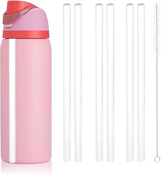 Replacement Straw for Owala Water Bottle 24 oz 32 oz, 6PCS Reusable Plastic Straws Compatible With Owala Water Bottle,BPA-FREE Straws and 1 Cleaner Brush