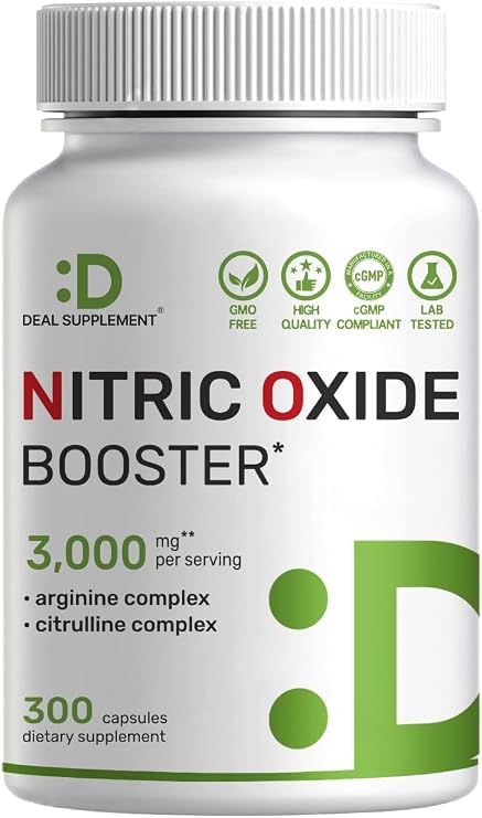 Nitric Oxide Supplement 3,000mg, 300 Capsules | 12-in-1 Complex for Men & Women Arginine, Citrulline, Korean Red Ginseng, Tongkat Ali, Maca Root, Marshmallow Blend*