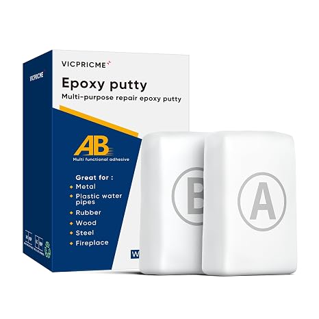 VicPricme Steel Reinforced Epoxy Putty Waterproof Repair Clay, White 200g | Strong Clay Iron Adhesive, High-Strength Multi-Purpose Repair Clay for Metal, Plastic, Wood, Tile, Cement, Swimming Pool