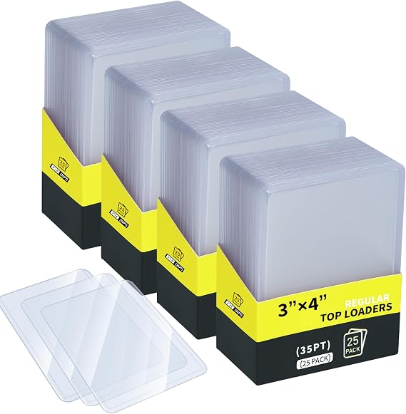 Binditek 100 Pack Hard Plastic Card Protectors, 3" x 4", 35PT
