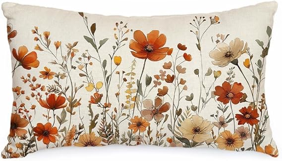 AACORS Fall Floral Pillow Cover 12x20 Inch, Autumn Seasonal Sofa Decor
