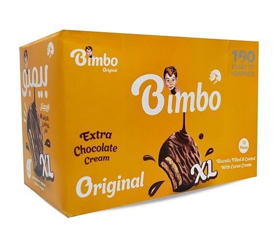 Bimbo Biscuits Filled & Coated With Cocoa Cream Original Extra Chocolate Egyptian Halal Cookies Crispy Delicious Sweet Kids Adults Bakery (1 Pack XL= 12 Pcs)