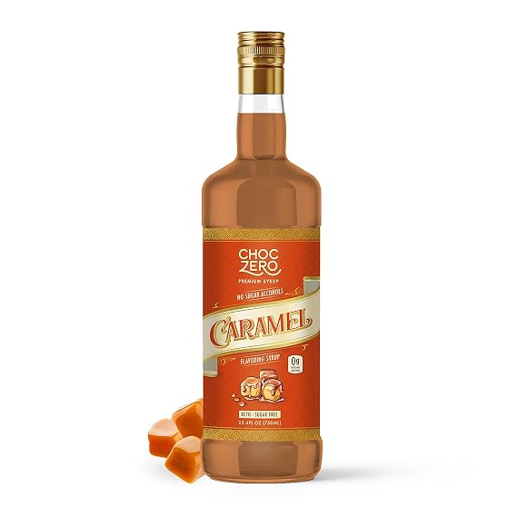 ChocZero Sugar Free Caramel Coffee Syrup, 25.4 fl oz