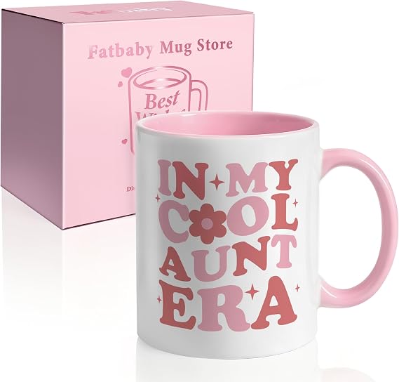 Fatbaby Funny Aunt Coffee Mug Gifts, Humorous Birthday Christmas Baby Announcement Mothers Day Gifts for Auntie to be, In My Cool Aunt Era Tea Cup 11oz