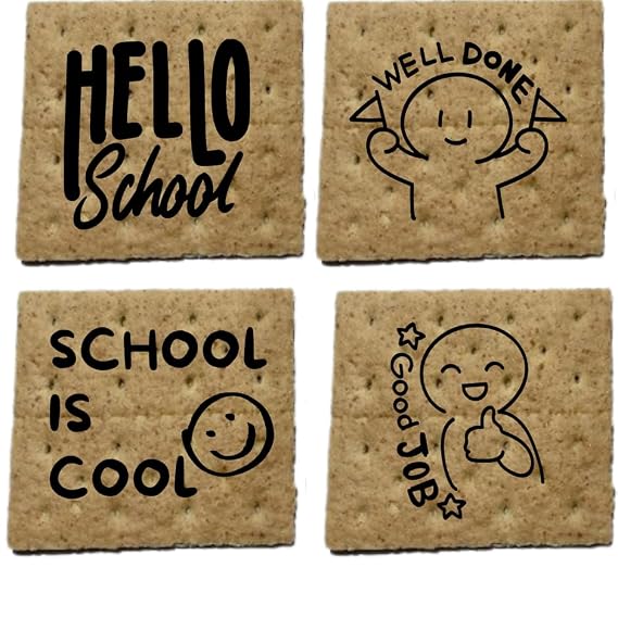 Graham Crackers | Individually Wrapped | 24 x 2 sets = 48 units | SCHOOL design | Ready for S'mores or Snacks | Great for gatherings, camping, fire pits, birthday parties, corporate outings (SCHOOL)