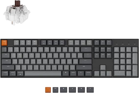 Keychron K10 Full Size Layout White LED Backlit Hot-Swappable Mechanical Keyboard for Mac Windows, Multitasking 104-Key Bluetooth Wireless/USB Wired Computer Keyboard with Keychron Super Brown Switch