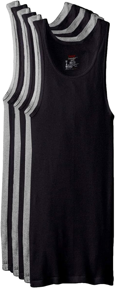 Hanes Mens 6-Pack FreshIQ ComfortSoft Tanks - Black - 2X-Large