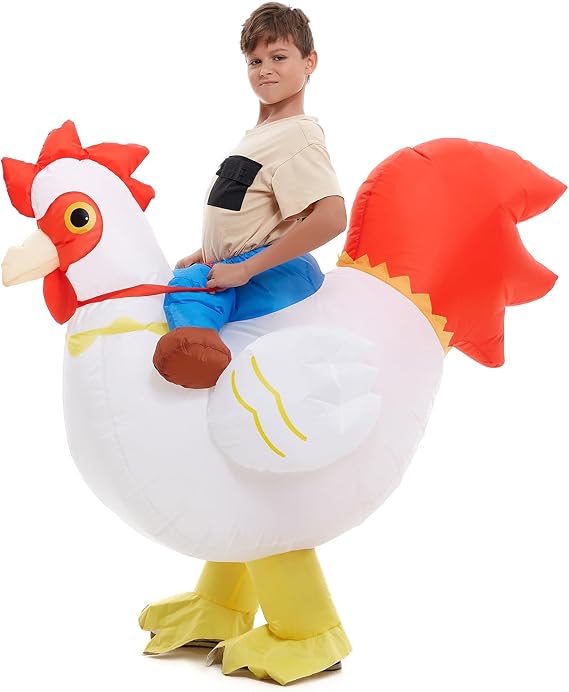 Inflatable Child Chicken Rider Costume Boys Girls