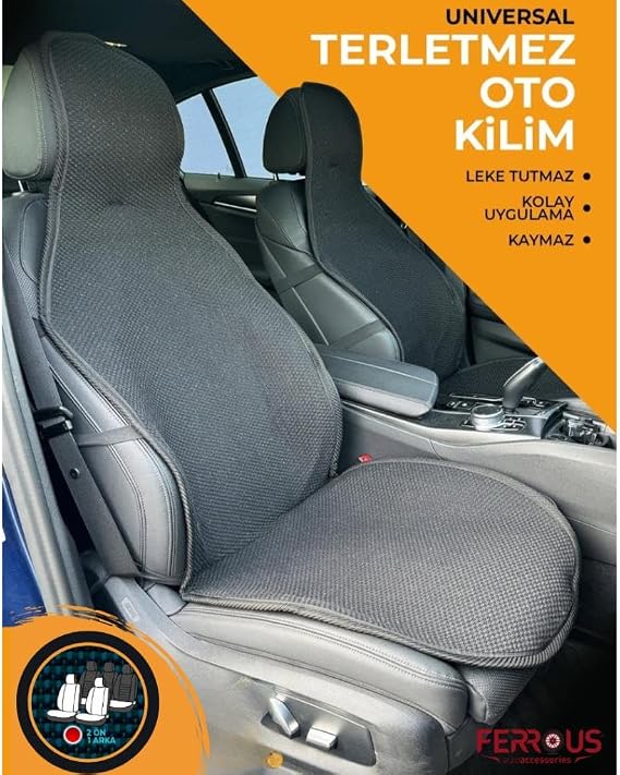 Car Seat Protective Case Sweatproof Rug Set 2 Front+1 Back Set of 3 Universal Black
