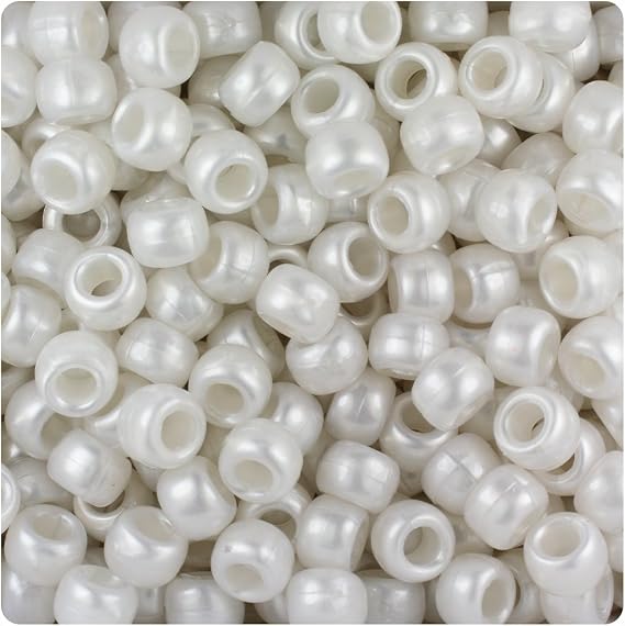 BeadTin Bridal Pearl 9mm Barrel Pony Beads (500pcs)