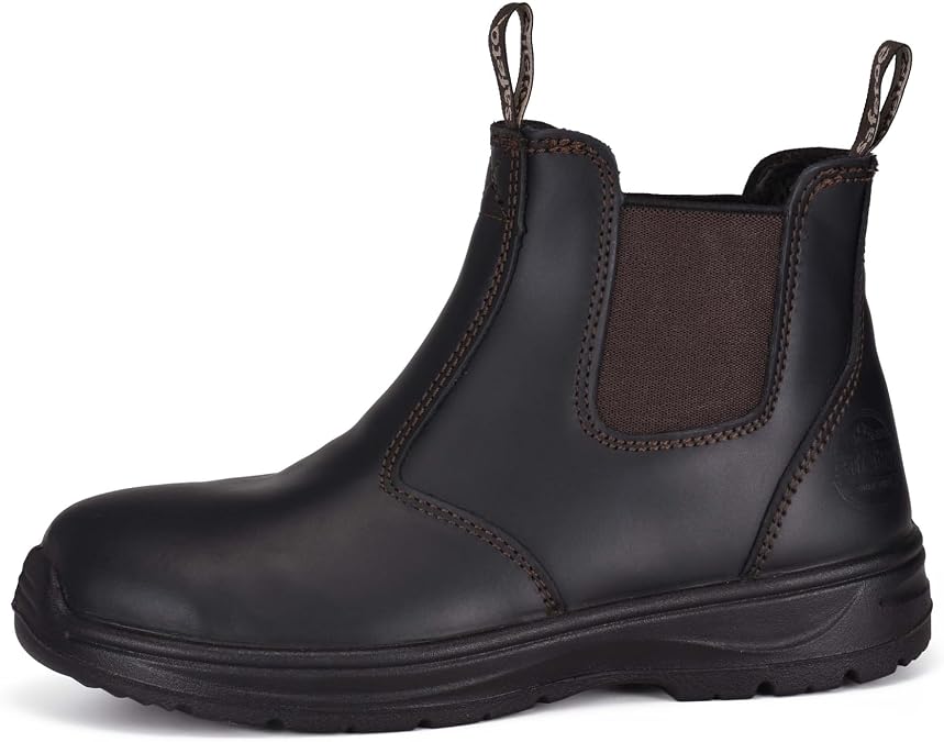 Women's Steel Toe Wrok Boots Waterproof Cow Leather Safety Chelsea Boots 6KV Electrical Hazard Lightweight Safety Shoes