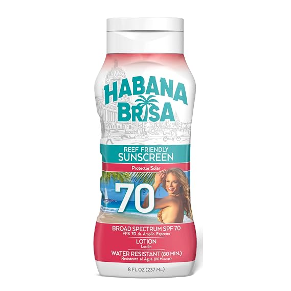 Reef Friendly Sunscreen Lotion SPF 70, UVA/UVB Protection, Broad Spectrum SPF 70, NON GMO & Vegan, No Oxybenzone & No Octinoxate, Water Resistant, Small-Batch Production 8 FL OZ (Single Pack)