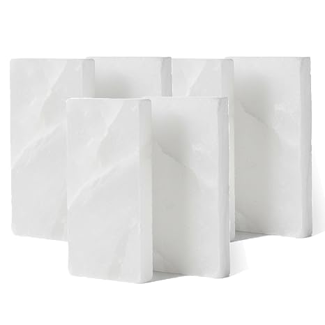 Himalayan Salt Tiles, White, 8 x 4 x 1 inches, Set of 10,