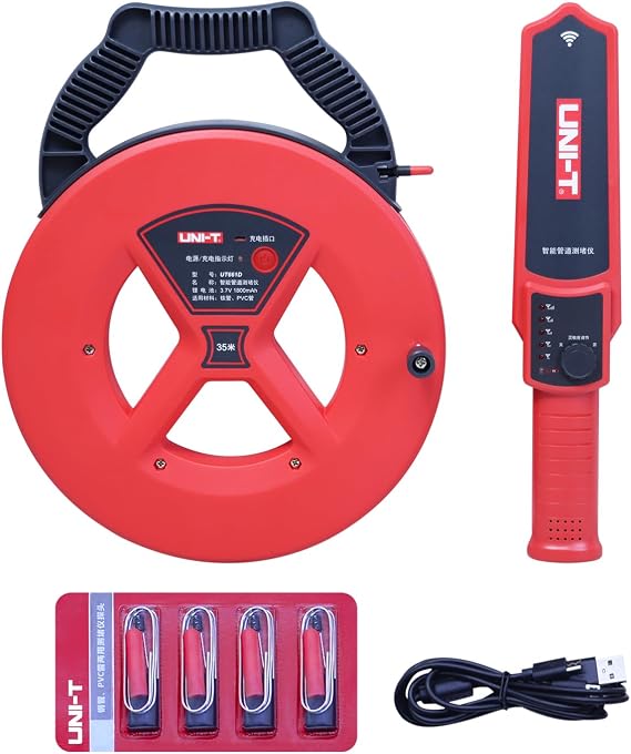 UNI-T Wall Pipe Blockage Detector 35Meters Pipeline Blocking Clogging Scanner Plumbers Instrument Diagnostic Tool for Steel Iron and PVC Pipes